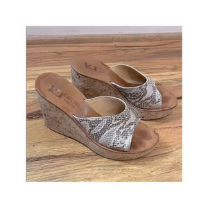 K.Jacques Black and White Snake Print Platform Wedges sz 40/9
